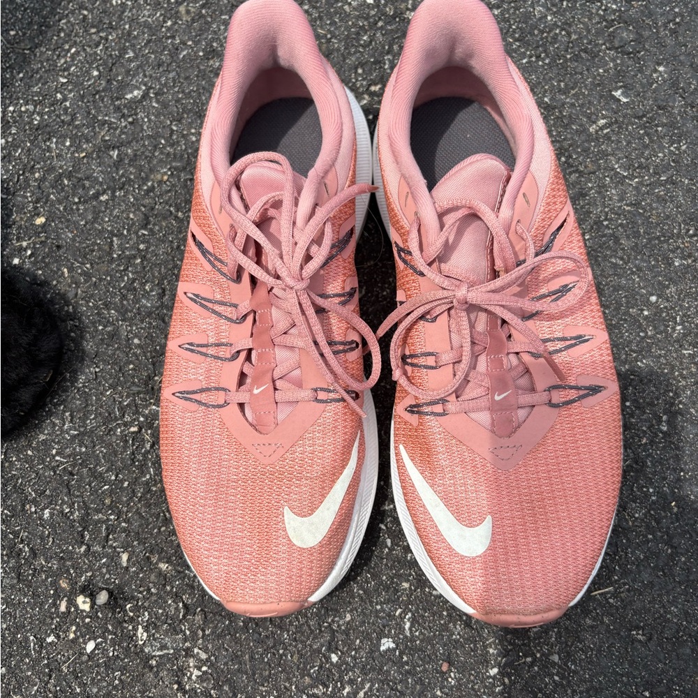 Nike Pink and White Sneakers with Mesh Upper